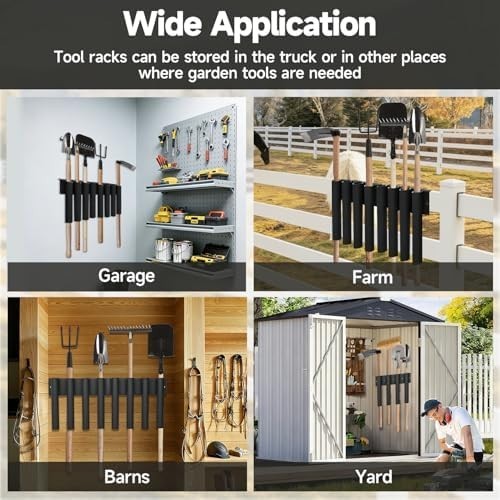 8-Hole Truck Shovel Holder 40.5x5x35.5cm Heavy-Duty Tool Rack Organizer