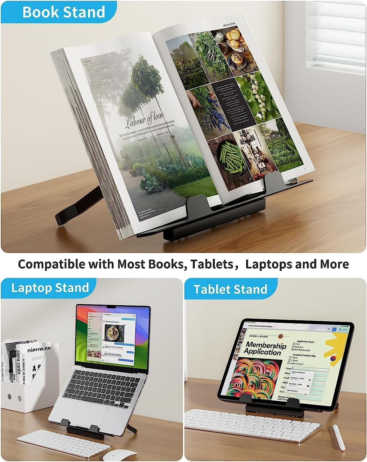 Adjustable Laptop Desk Bed Table 60x40cm Foldable Tray with Drawer