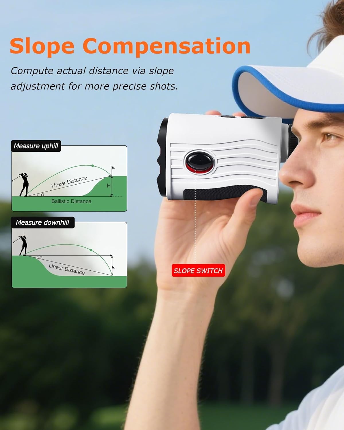 Golf Laser Rangefinder 1200 Yards Slope Flag Lock Vibration 7X Rechargeable