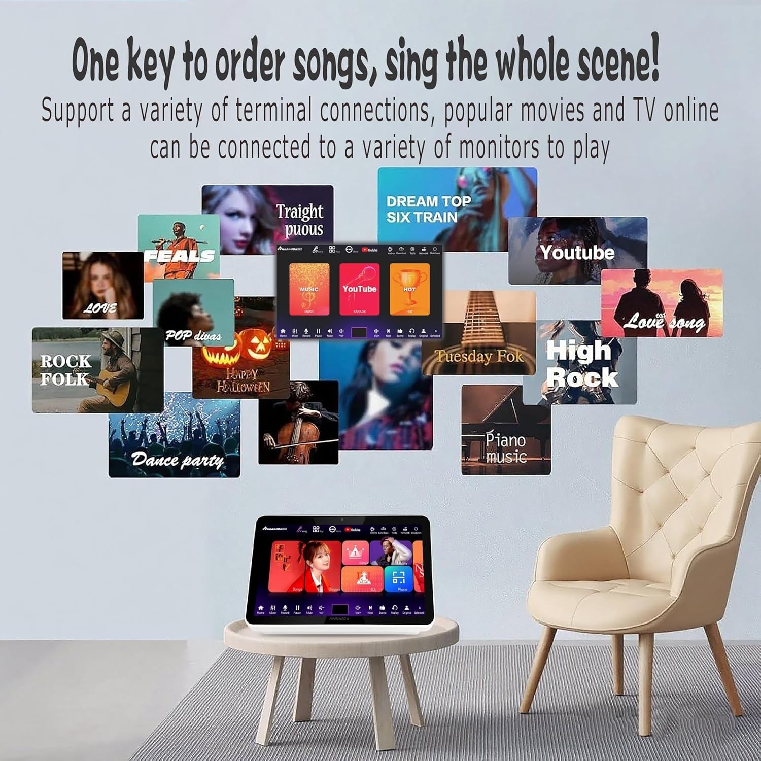 Chinese Karaoke Machine 15.6" Touch Screen, Chinese, English, Cantonese language