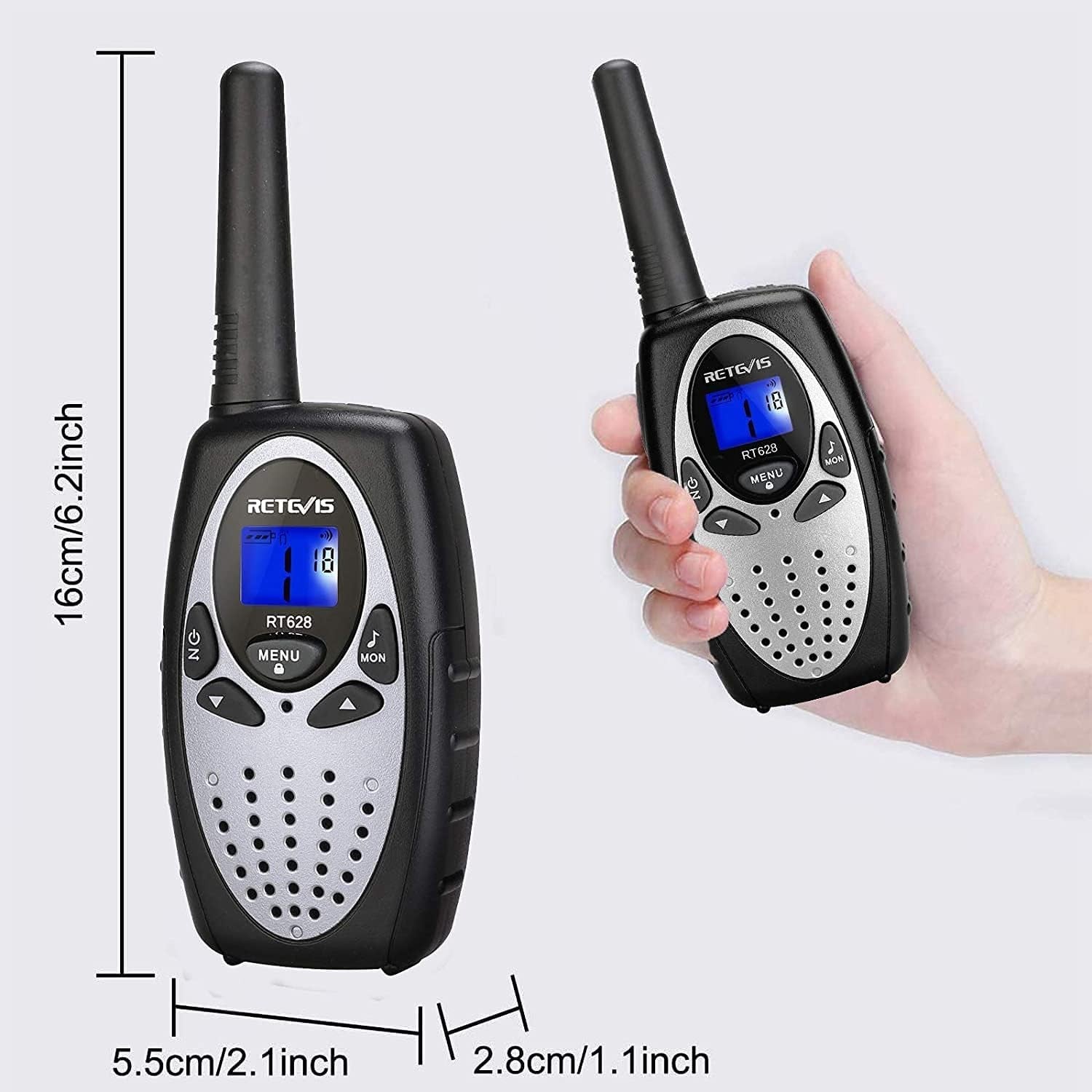 Kids Walkie Talkies 1 Pair Silver Long Range VOX 8 Channel Family Outdoor Toy