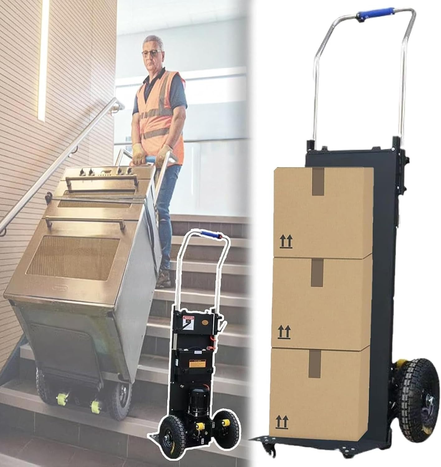 Electric Stair Climber Hand Truck 900lbs Load Brushless Motor Heavy Duty Trolley