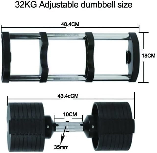 32kg Adjustable Dumbbell Pair 9-in-1 Easy Lock Cast Iron Home Gym