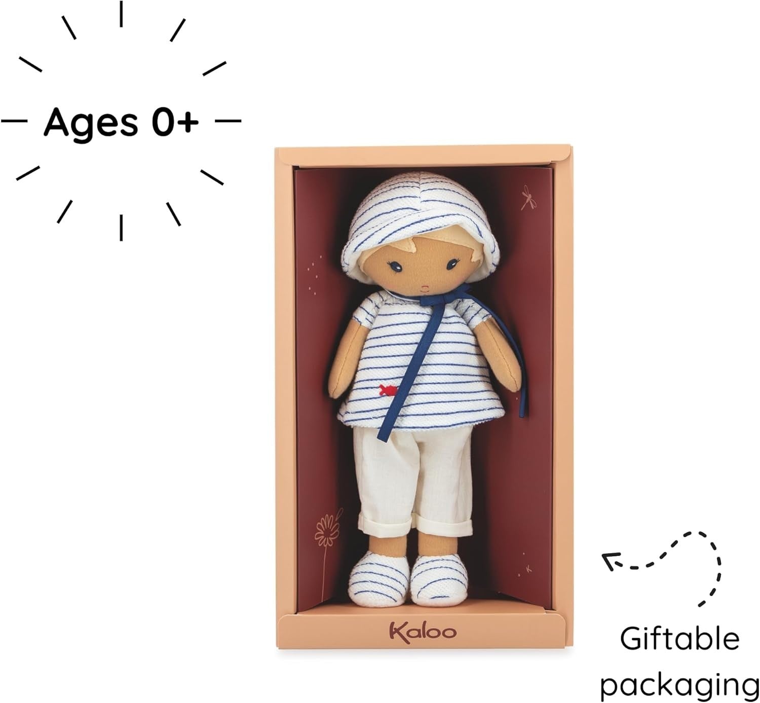 25cm Soft Fabric Rag Doll Sailor Outfit Personalised Ribbon Newborn Gift Box