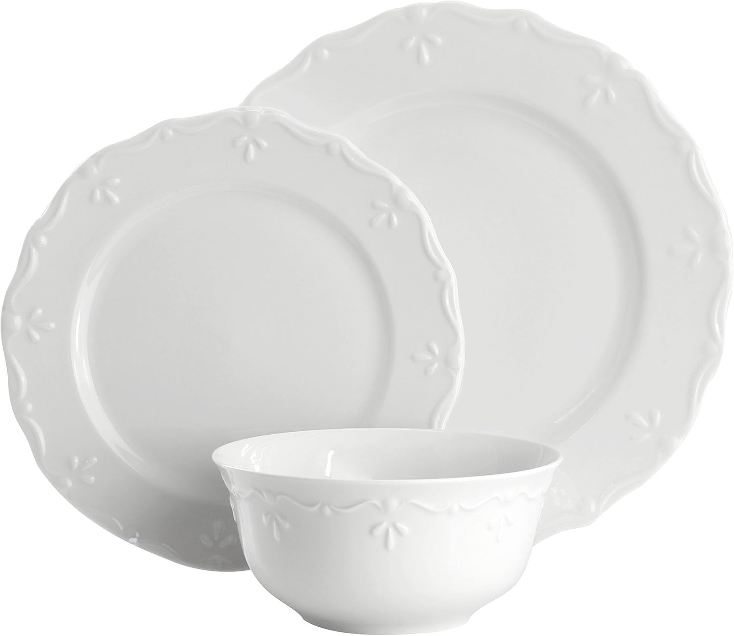 18 Piece Porcelain Dinner Set White Plates Bowls Dishwasher Microwave Safe