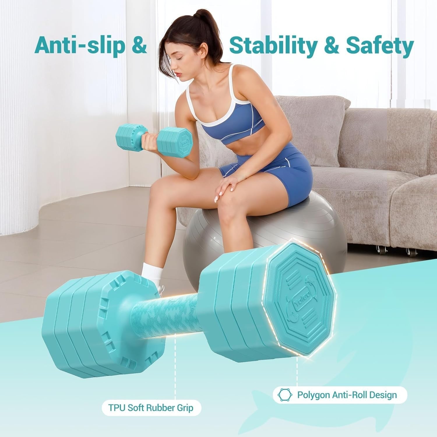 4-in-1 Adjustable Dumbbell Set 2–5KG Each No-Roll Non-Slip Home Weights