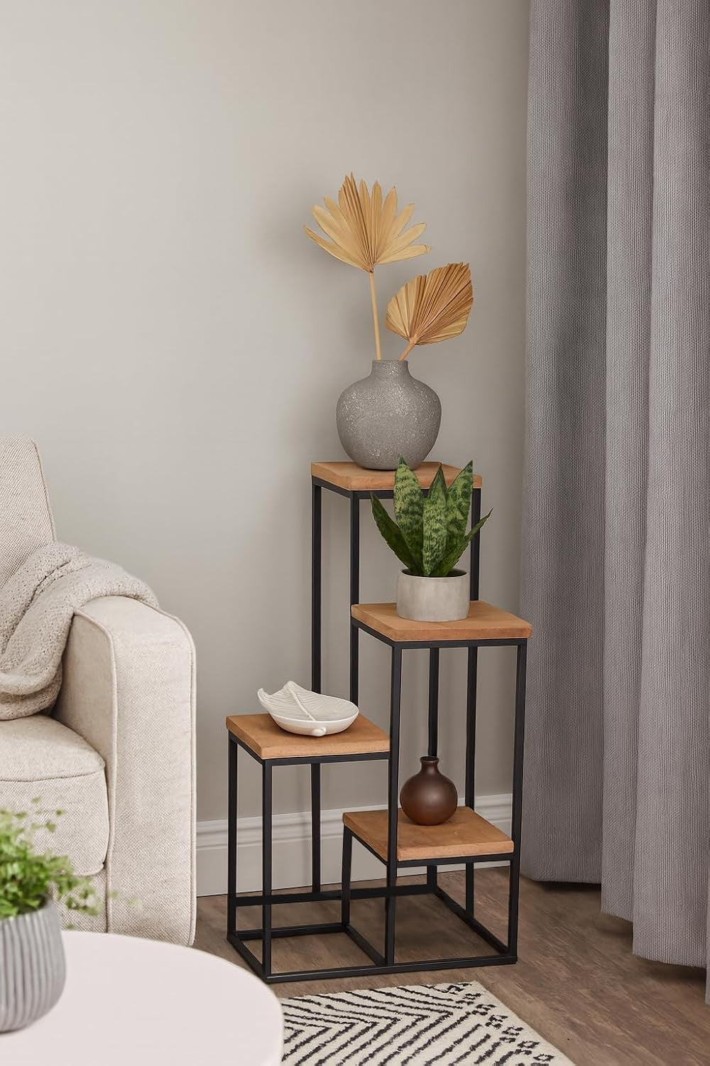 4 Tier Wooden Plant Stand Ladder Shelf Indoor Outdoor Garden Flower Rack