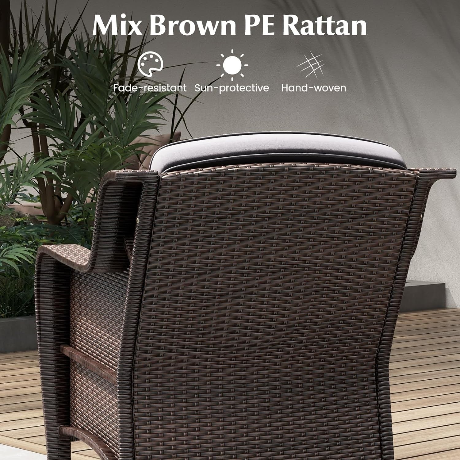 Rattan Garden Bistro Set 3PC Outdoor Patio Chairs Table Small Space