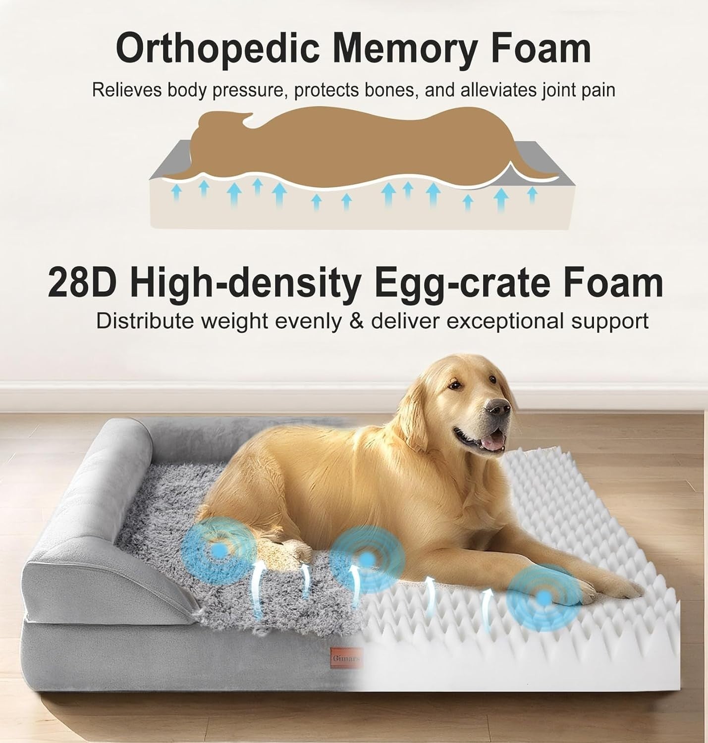 Orthopedic Dog Bed 9.5cm Memory Foam Sofa Washable