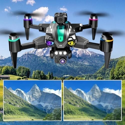 4K Foldable Drone Dual HD Cameras Obstacle Avoidance Brushless Motor Black