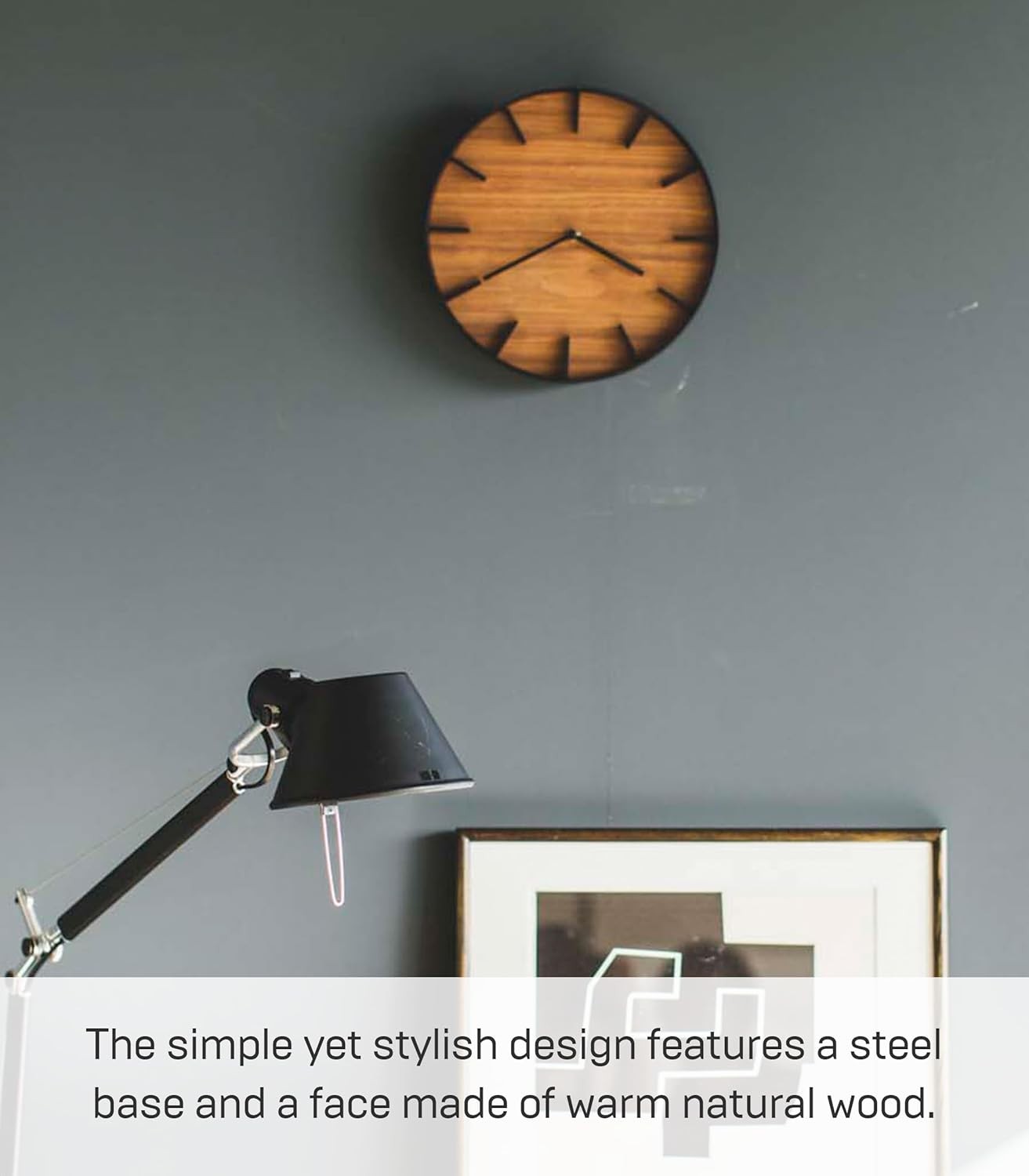 Modern Walnut Wood Wall Clock Silent Non-Ticking Large Display Decor