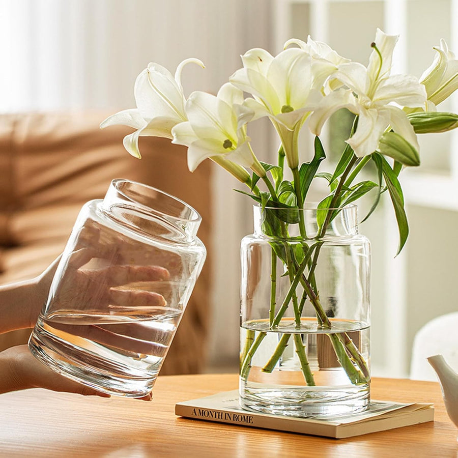 Clear Glass Cylinder Flower Vases 2 Pack 23cm Wedding Table Centrepieces