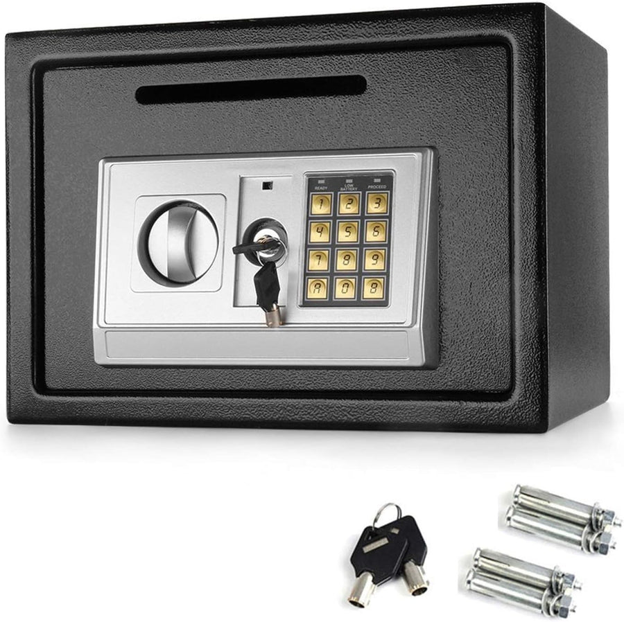16L Digital Security Safe Box Electronic Keypad Lock with Shelf Black