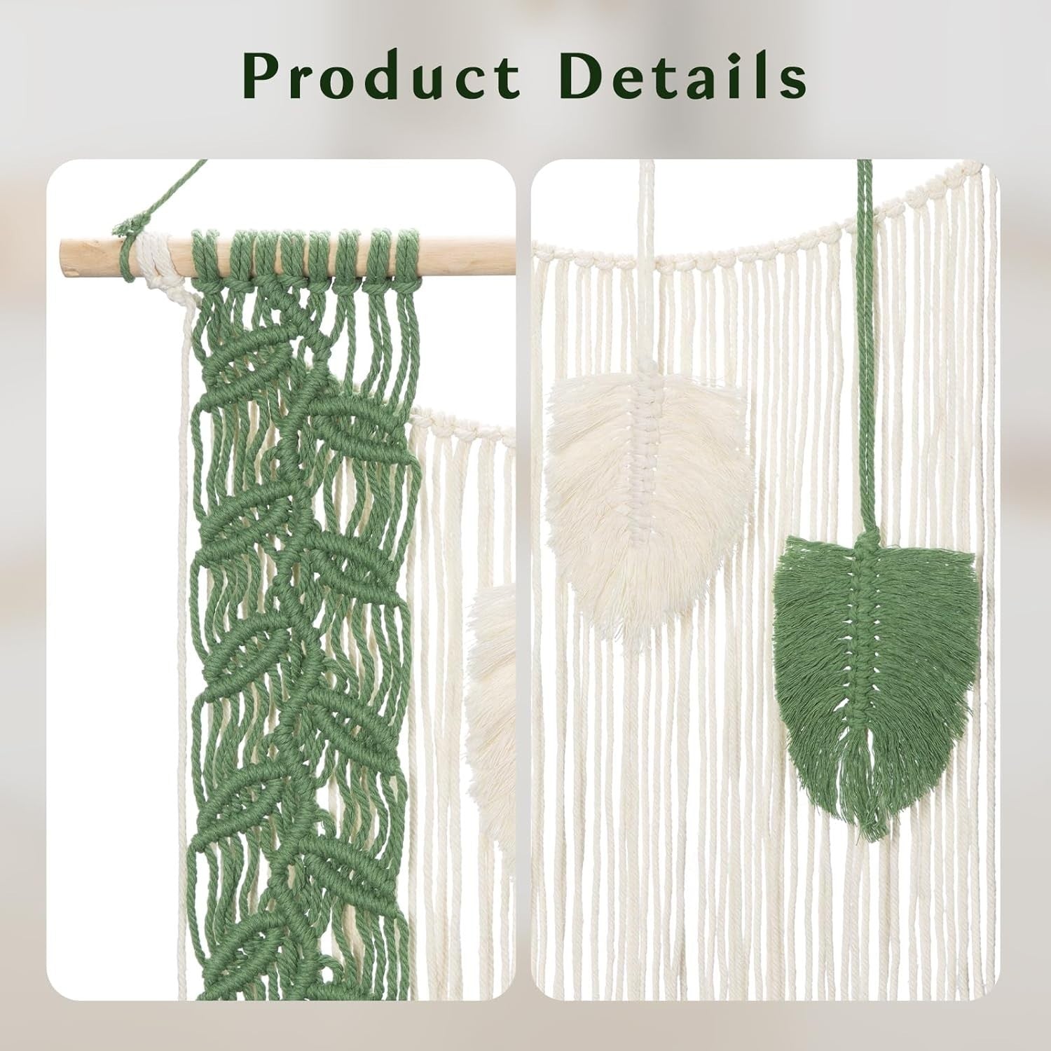 Leaf Macrame Wall Hanging Boho Woven Home Decor 40.5x54cm
