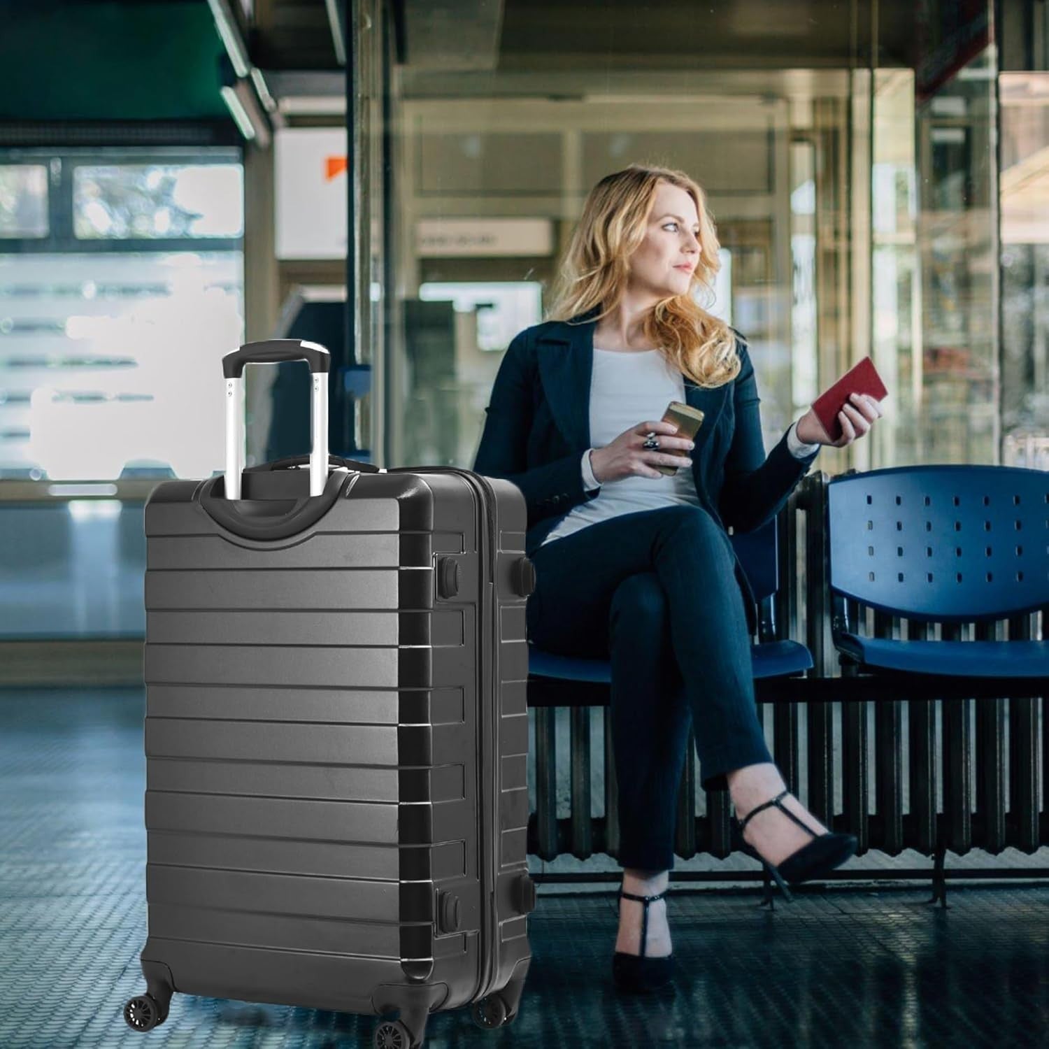 28'' Large Check In Suitcase PC Hard Shell Lightweight Spinner TSA
