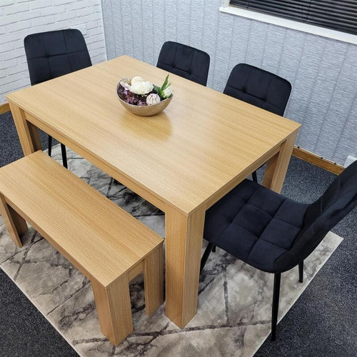 6 Seater Dining Table Set with Bench & 4 Chairs for Kitchen or Home