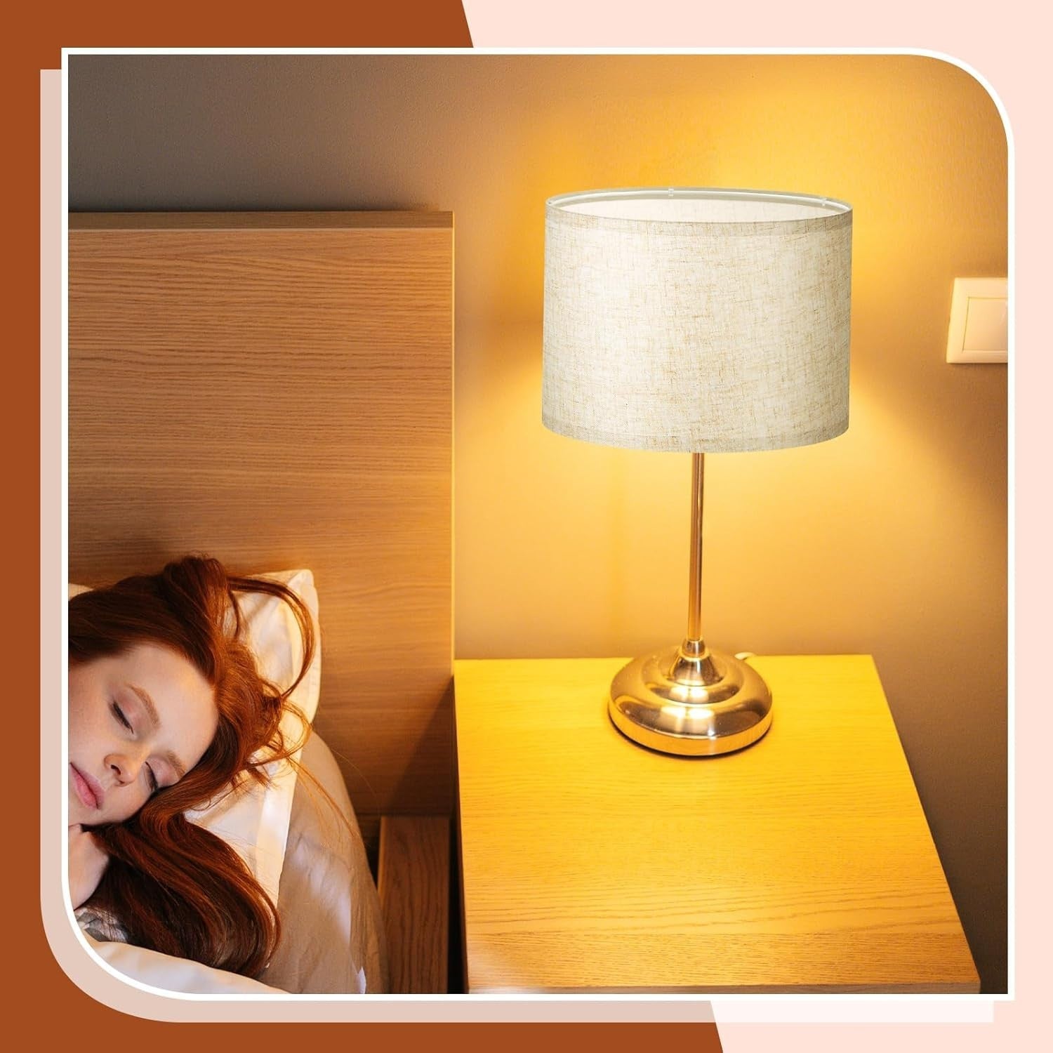4 Pack Beige Fabric Drum Lampshades E27 E14 Adapter Table Ceiling