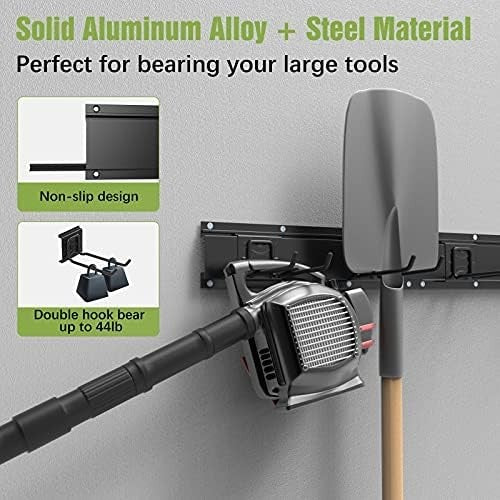 Adjustable Wall Mounted Tool Organizer 48 Inch 6 Hooks Garage Rack