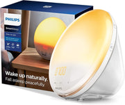 Sunrise Wake Up Light Alarm Clock White FM Radio Natural Sounds Reading Lamp