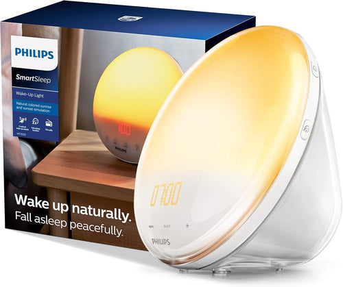 Sunrise Wake Up Light Alarm Clock White FM Radio Natural Sounds Reading Lamp