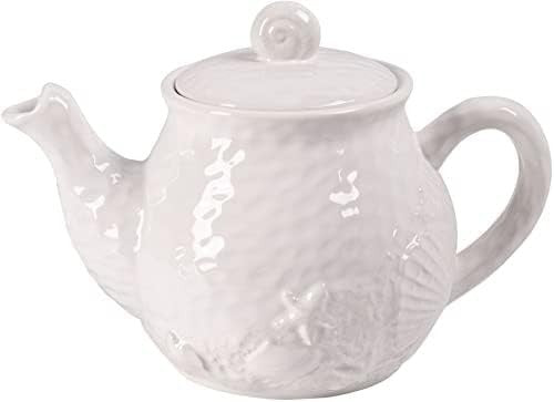 Vintage Porcelain Teapot 37oz Coastal Design Tea Pot European Style