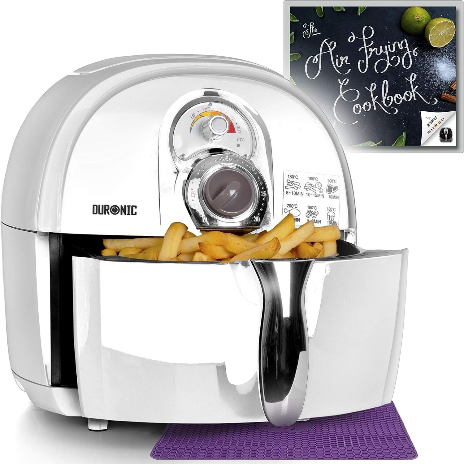 Air Fryer 4.5L Drawer 1500W Oil Free Mini Oven Timer Temp 80-200C White