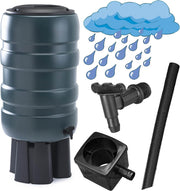 150L Slimline Green Garden Water Butt Set with Stand, Tap & Filler Kit