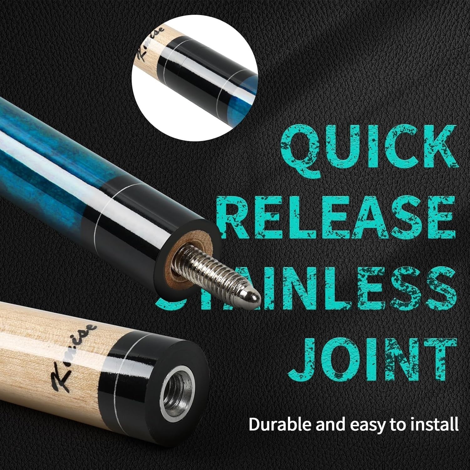 58in Low Deflection Pool Cue 19oz Maple Shaft 13mm Tip Grip