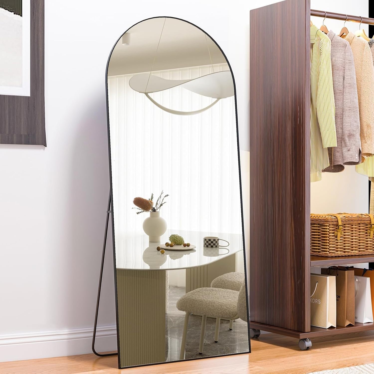 Arched Full Length Mirror 165x60cm Black Wall Leaning Standing Bedroom