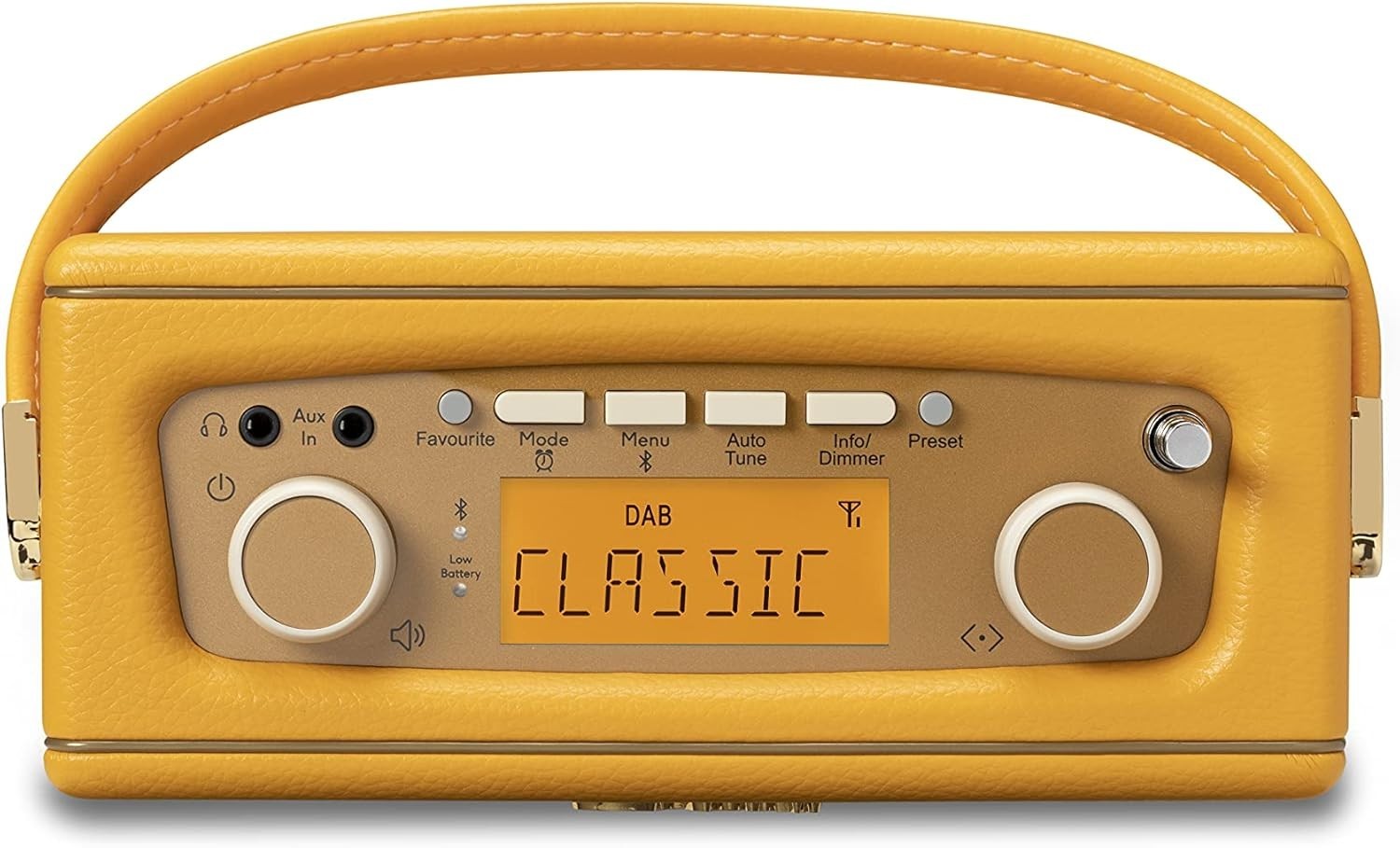 Portable DAB DAB+ FM Radio Bluetooth Retro Sunburst Yellow