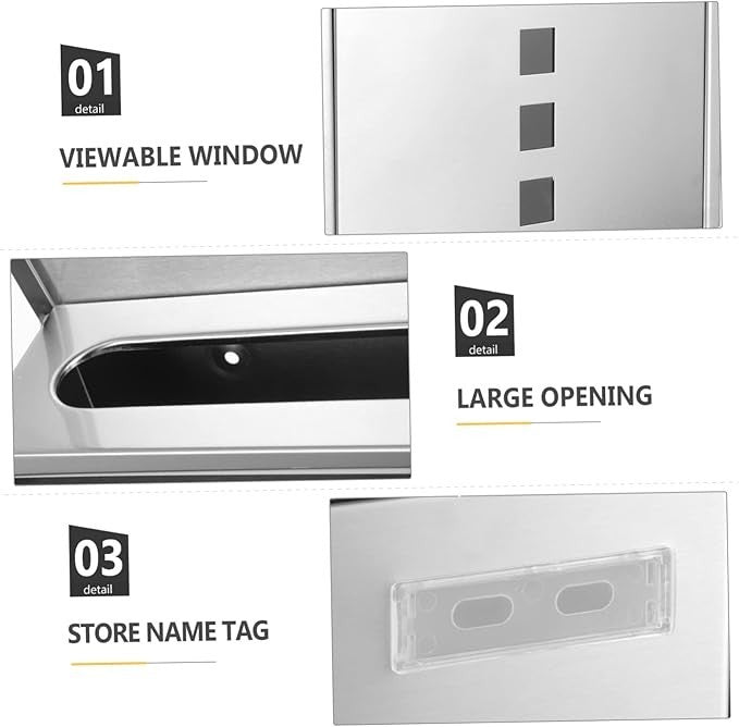 Lockable Stainless Steel Wall Mailbox Silver | Outdoor Post Box 32x30x8.5cm