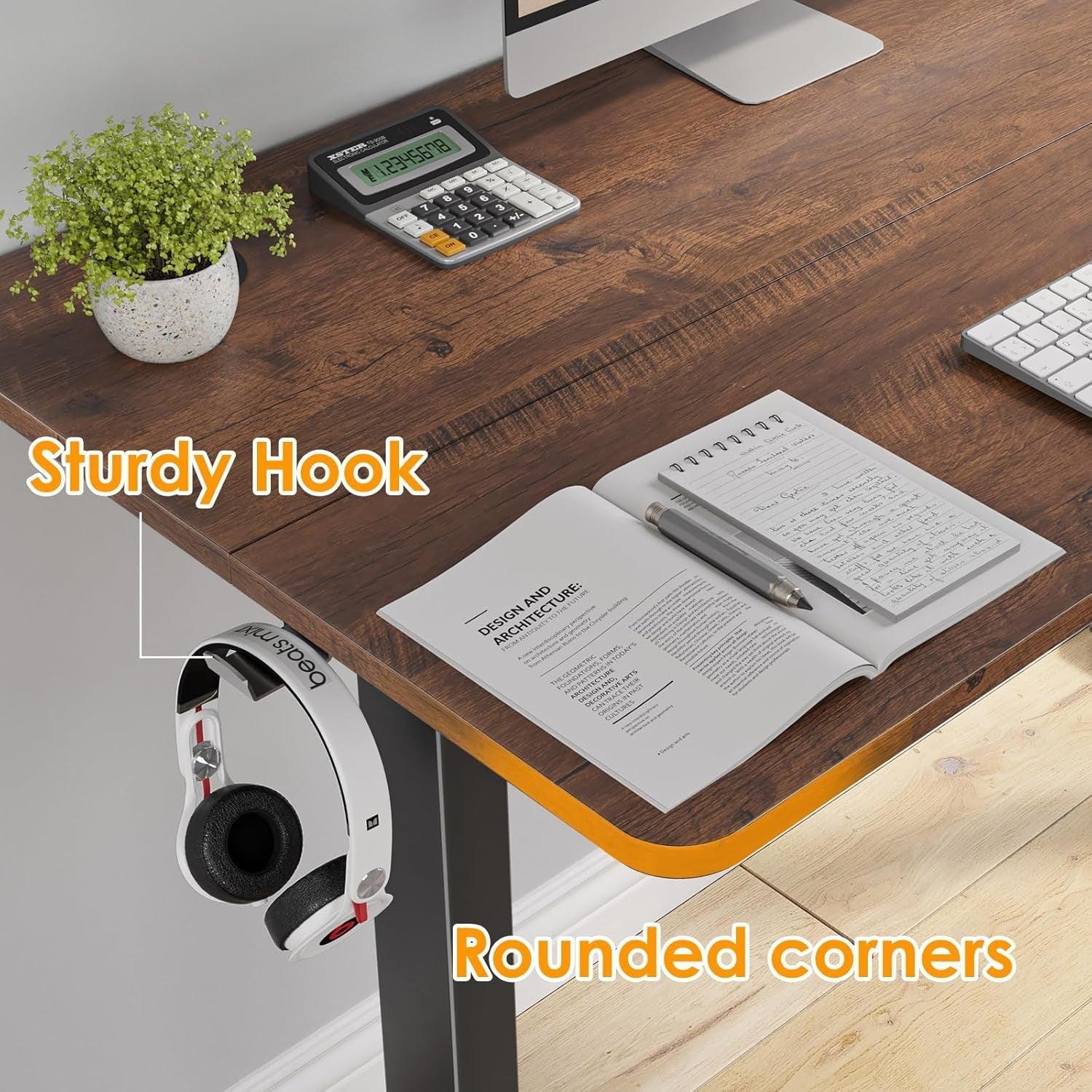 Reddish Brown Electric Standing Desk 140x60cm Adjustable Sit Stand Table
