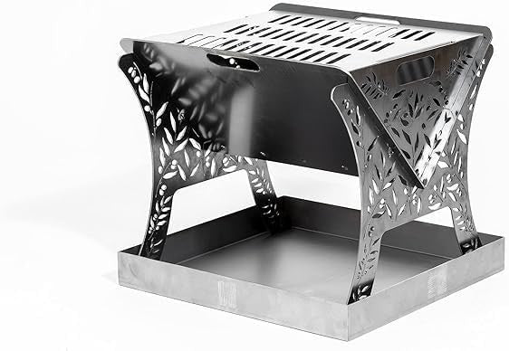 Portable Fire Pit & BBQ Grill | Stainless Steel Laser Cut Design | Easy Assembly