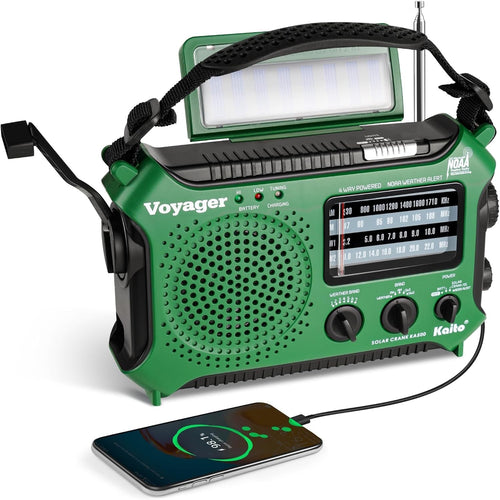 Emergency Weather Alert Radio Solar Hand Crank AM FM SW 7 Band Green