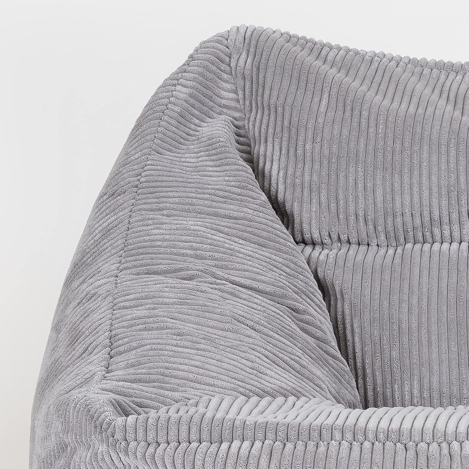 Grey Cord Bean Bag Chair Adult Lounge Sofa Seat for Gaming & Living Room