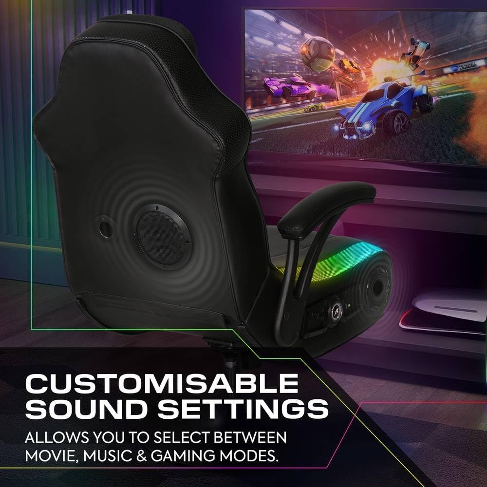 RGB Gaming Chair Pedestal Stereo Bluetooth LED Lights Faux Leather