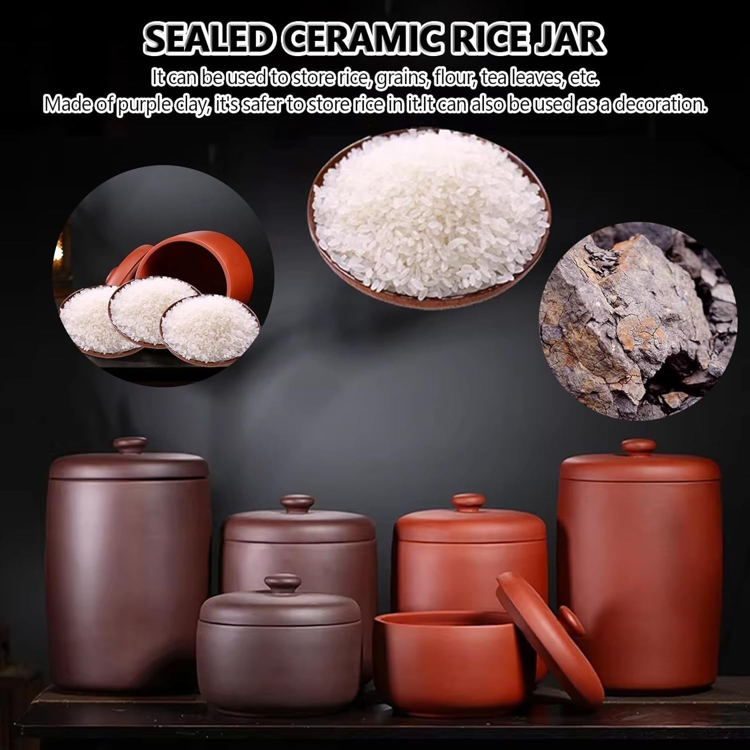 2.5KG Ceramic Airtight Rice Bucket Grain Storage Jar with Lid