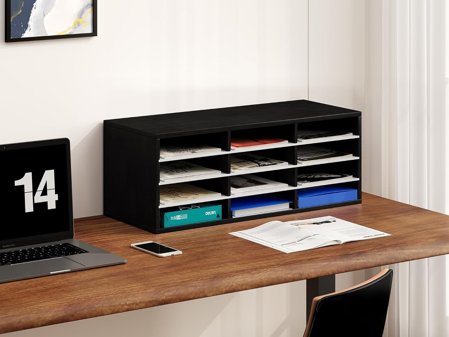 Desk File Organizer 12 Compartment Desktop Tray A4 Document Holder