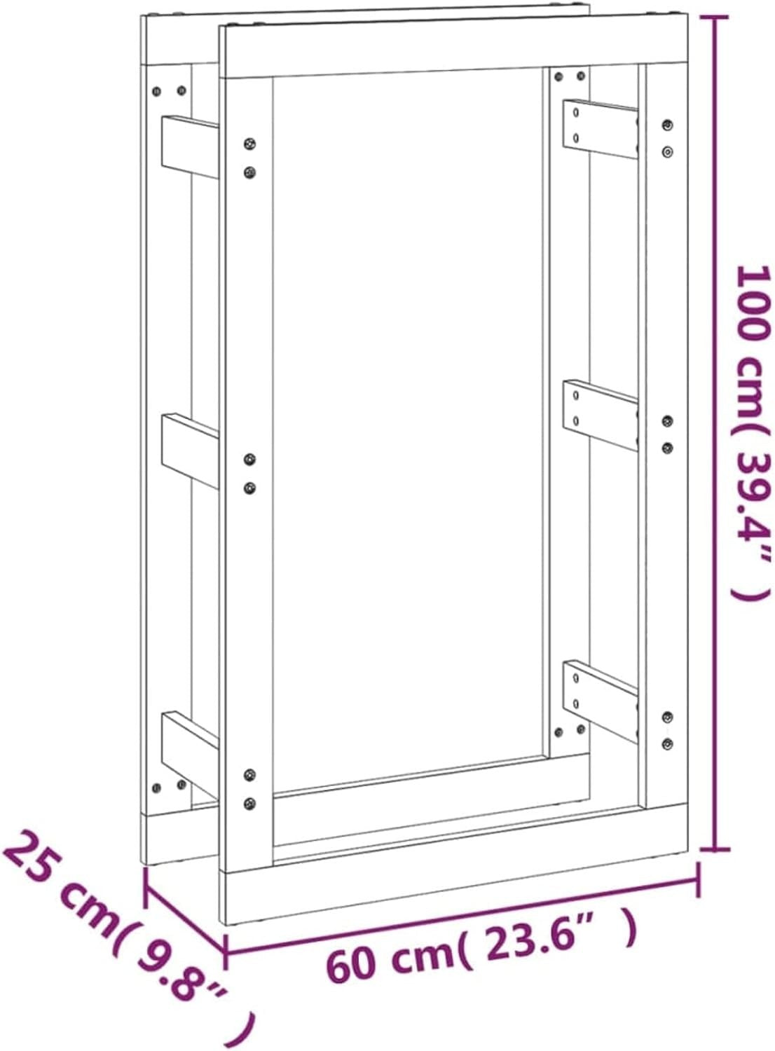 Heavy Duty Indoor Outdoor Wood Firewood Holder Rack 60x25x100cm Pine