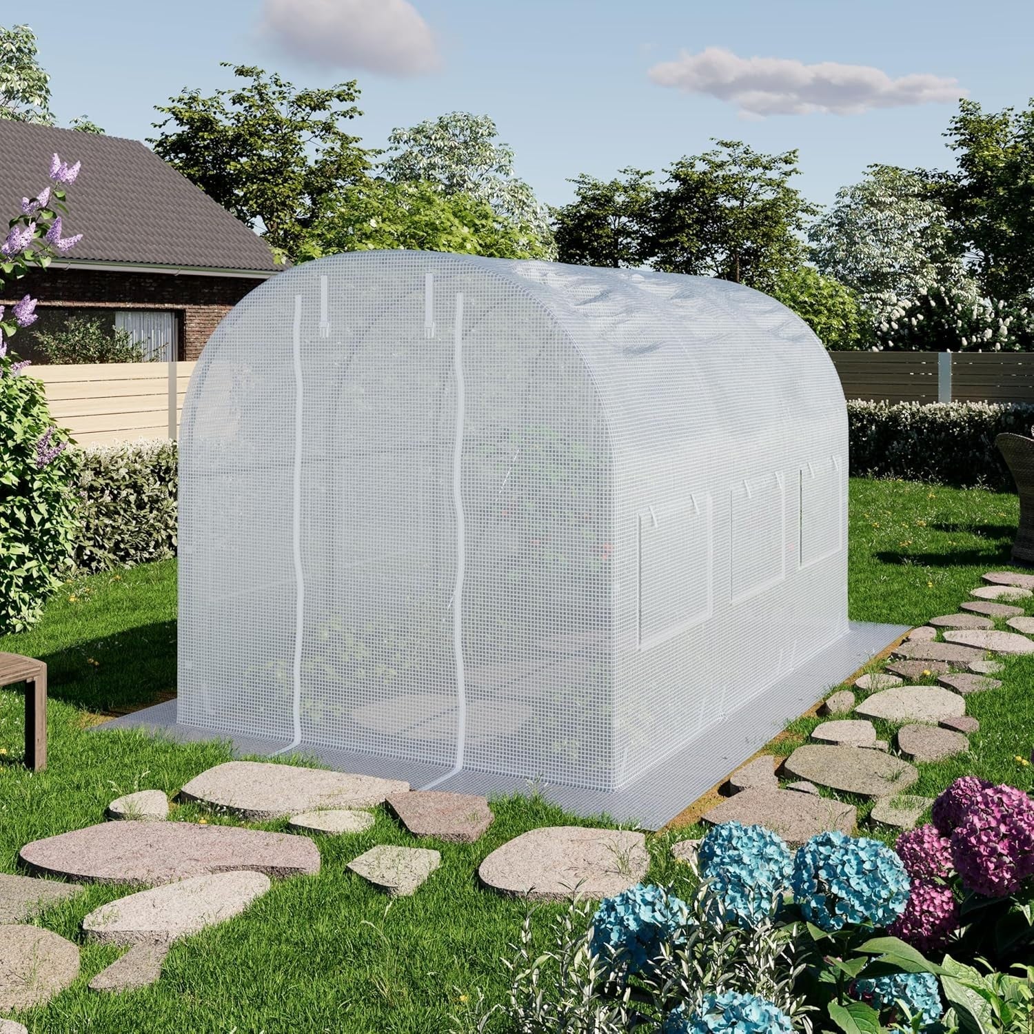 Compact Polytunnel Greenhouse 2x3m UV Resistant PE Cover with Windows