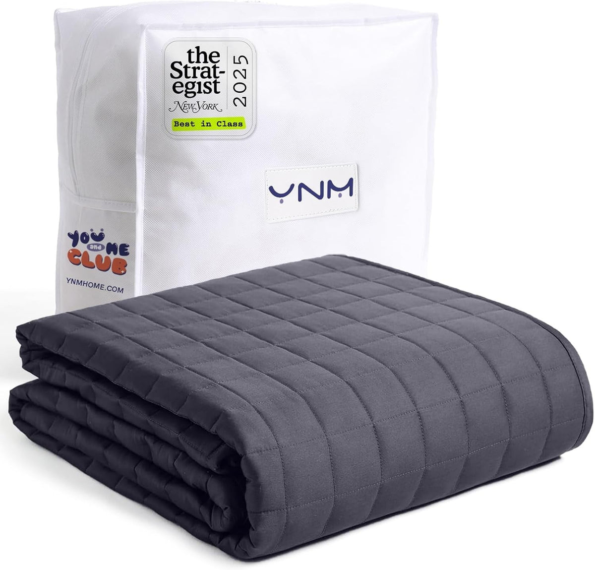 15lbs Dark Grey Weighted Blanket 48x72in Glass Beads Anxiety Relief