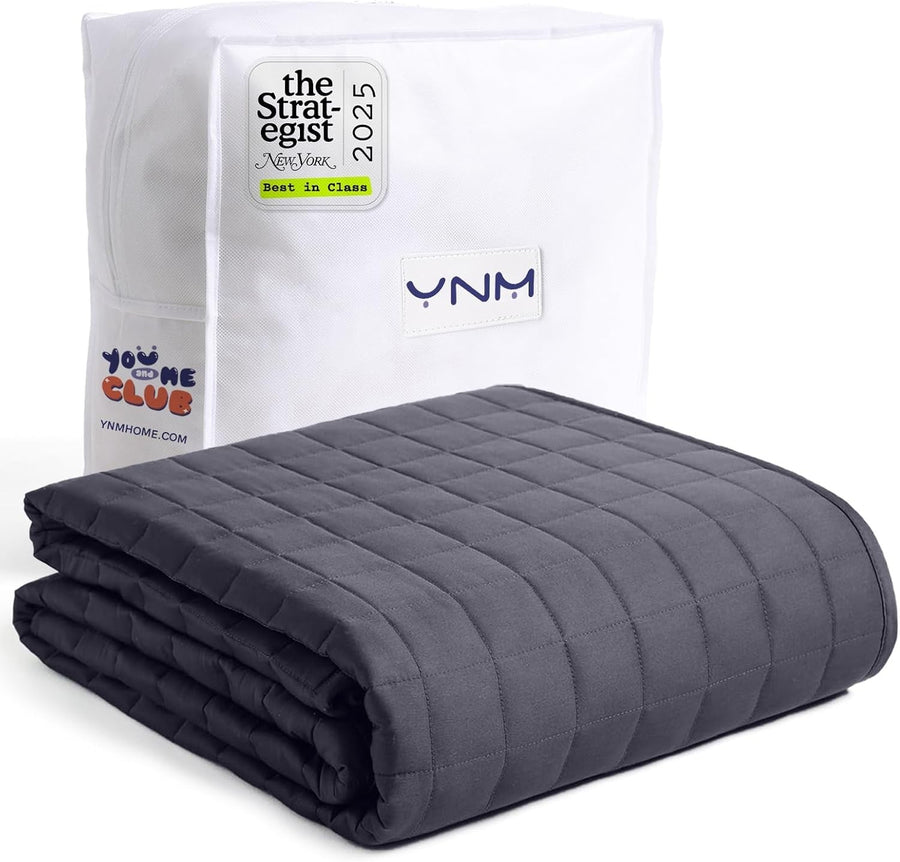 15lbs Dark Grey Weighted Blanket 48x72in Glass Beads Anxiety Relief