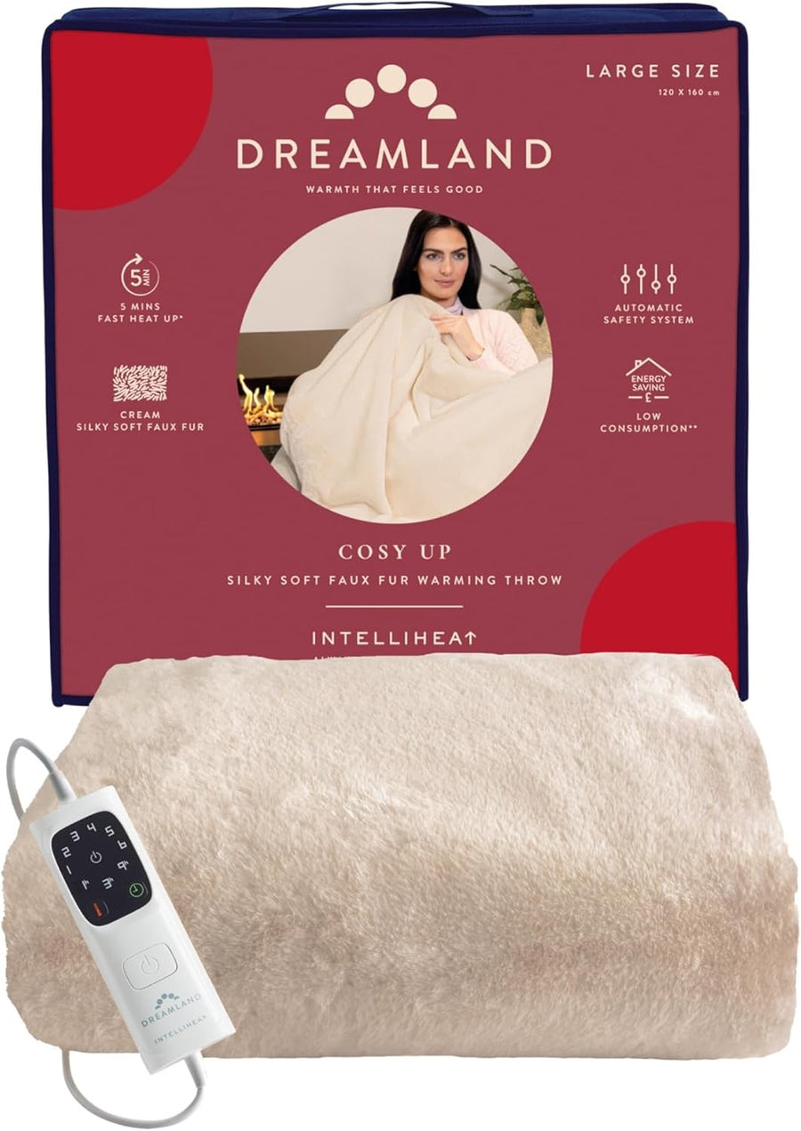Electric Heated Throw Blanket 160x120cm Faux Fur 6 Heat Settings Timer