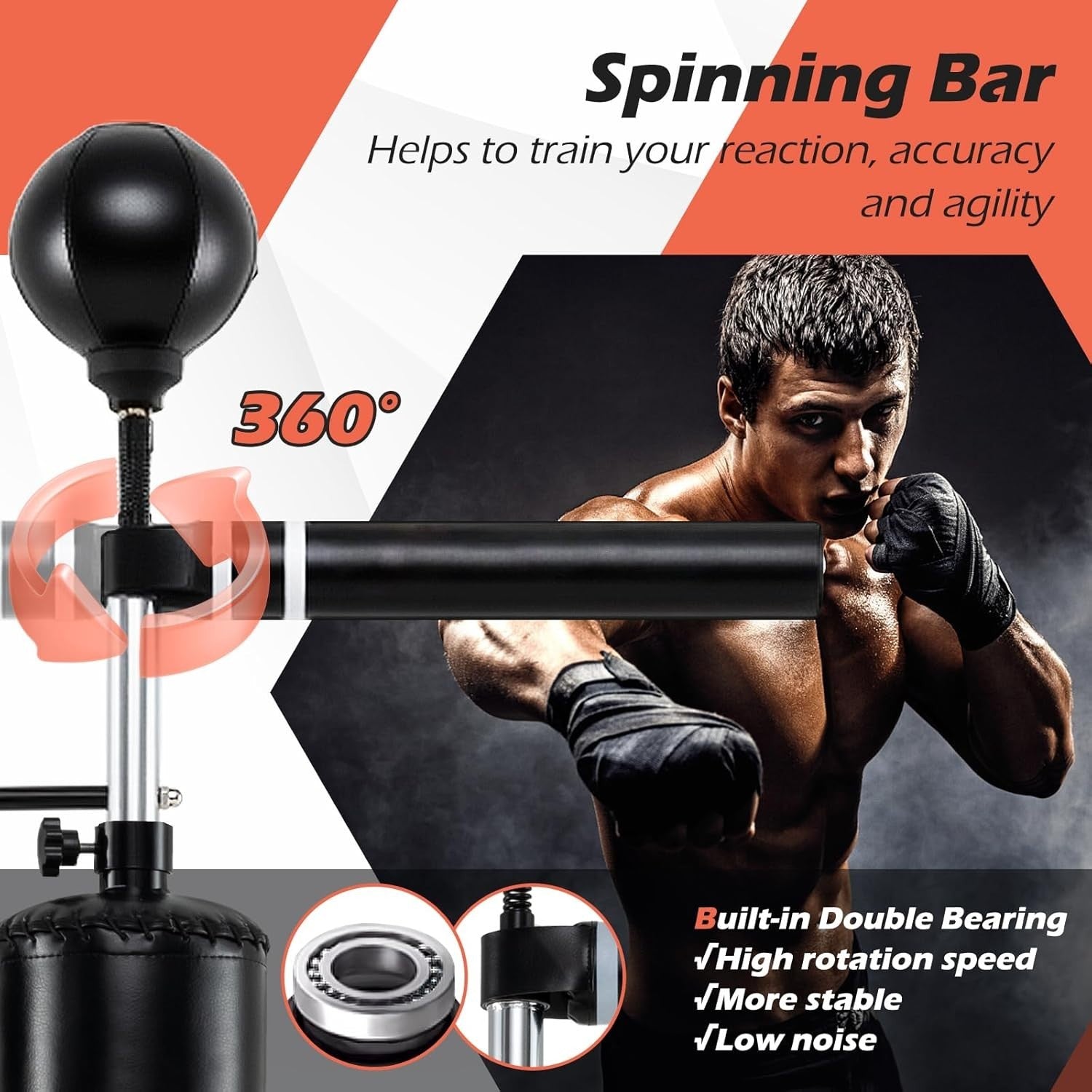 4 in 1 Boxing Speed Bag Stand Adjustable Punch Trainer MMA Fitness