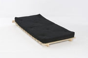 Twin Wooden Futon Sofa Bed 3ft Tufted Wool Blend Black Mattress