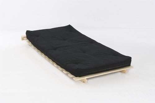 Twin Wooden Futon Sofa Bed 3ft Tufted Wool Blend Black Mattress