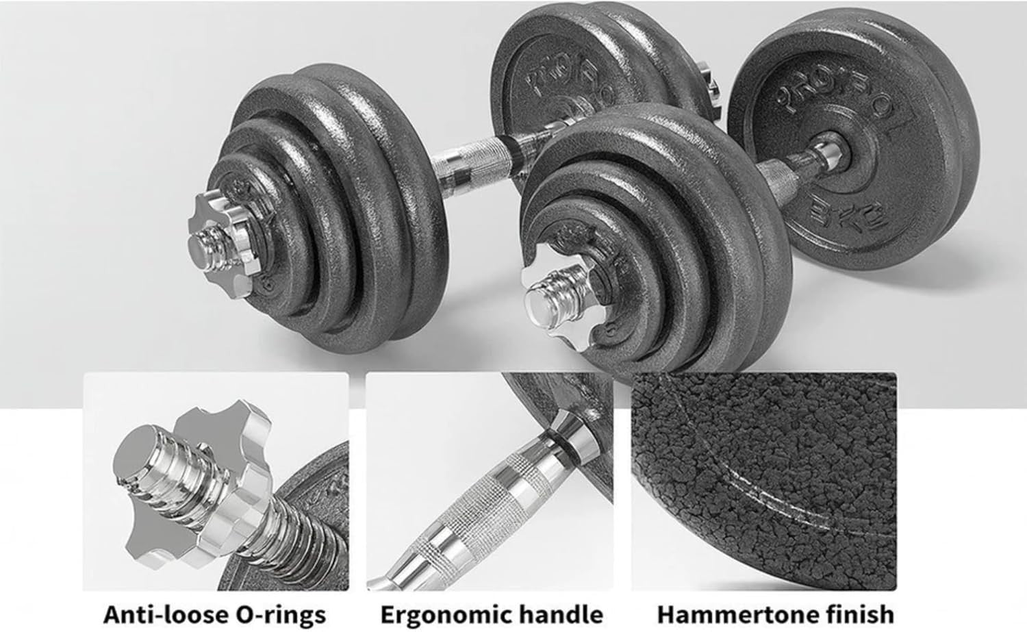 Adjustable Dumbbell & Barbell Set Cast Iron Weights Spinlock Home Gym