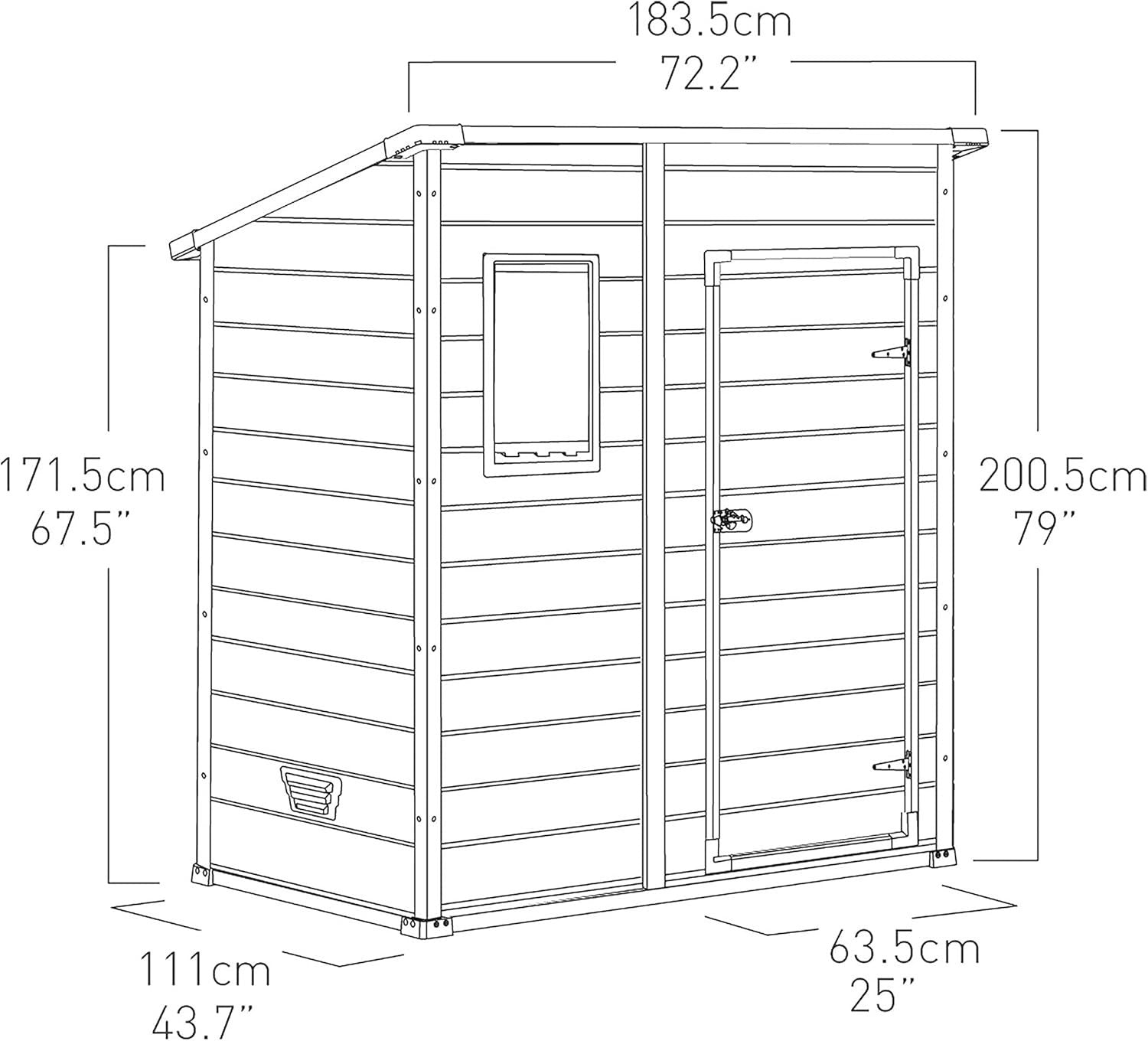 Keter Manor 6x4ft Pent Garden Shed Beige Brown Wood Effect Outdoor Storage