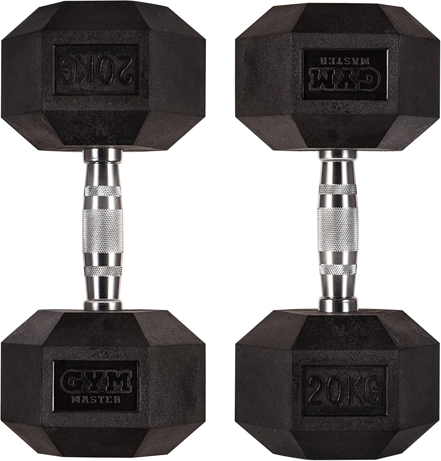 20kg Hex Dumbbells Pair Rubber Coated Anti Roll Home Strength Weights