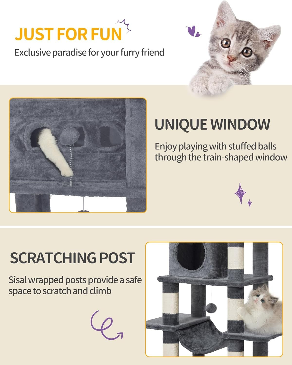 170cm Tall Cat Tree Tower Multi-Level Scratching Posts Condos Large Cats